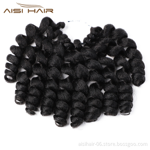 Aisi Hair 8 Inch Jumpy Wand Curly Crochet Braids 10 Roots Jamaican Bounce Synthetic Crochet Hair Extension For Black Women